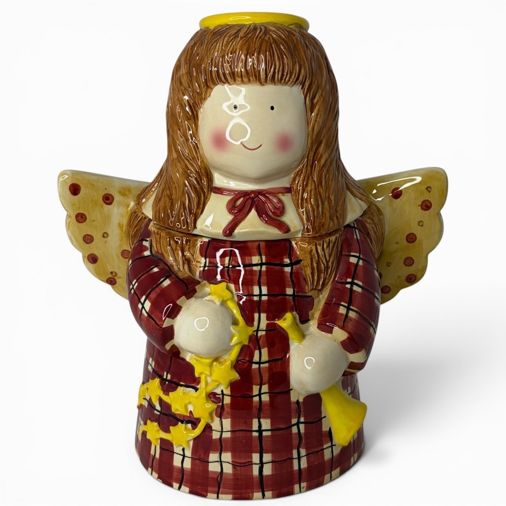 Vintage Sakura Debbie‎ Mumm Angel Cookie Jar 1998 Hand Painted Folk Art